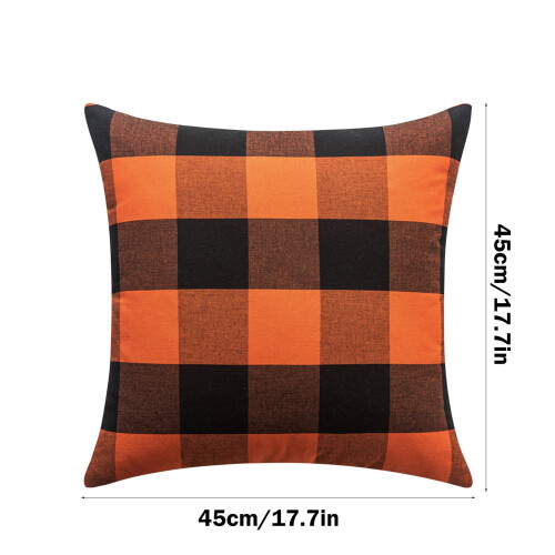Efterårspudebetræk Polyester Hør Orange Sort 45x45 cm 2