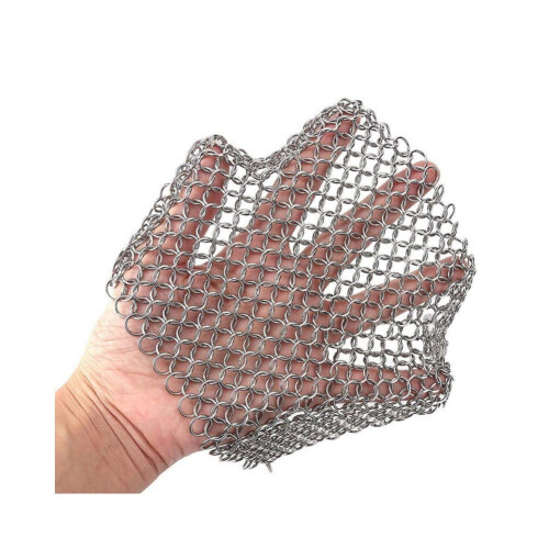 Støpejernspanneskrubber i rustfritt stål, ringbrynje 6x8 2