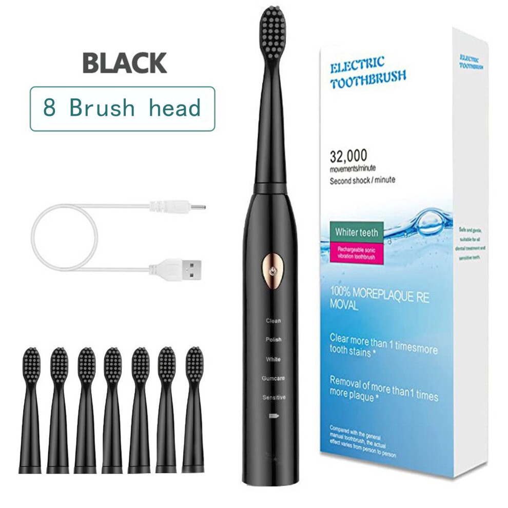 EQWLJWE Electric Toothbrush Sonic Rechargeable 8 Brush Heads