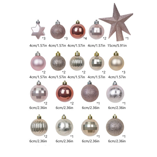 Christmas Tree Balls Light Gold 4cm and 6cm 35pcs 2