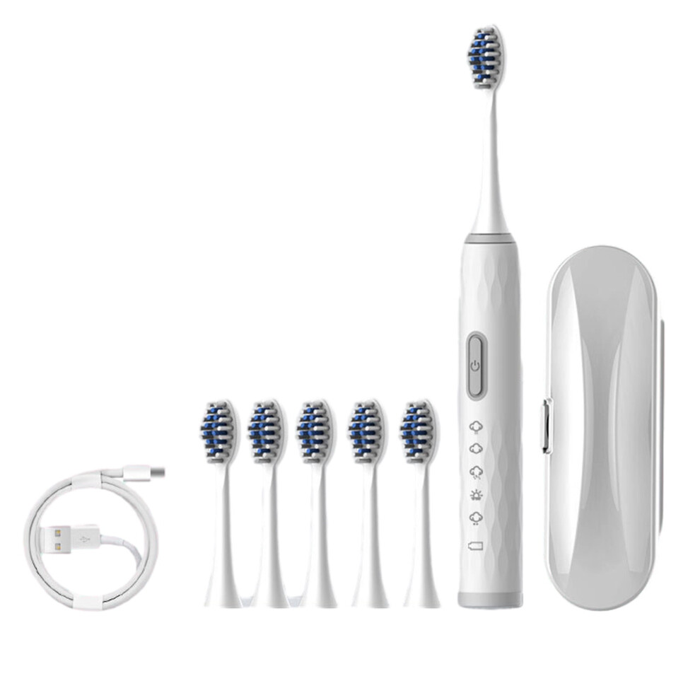 Tahtuvzn Electric Toothbrush with 6 Brush Heads and 5 Modes