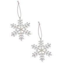 Pendentif flocon de neige, décoration de Noël, bordure en métal blanc