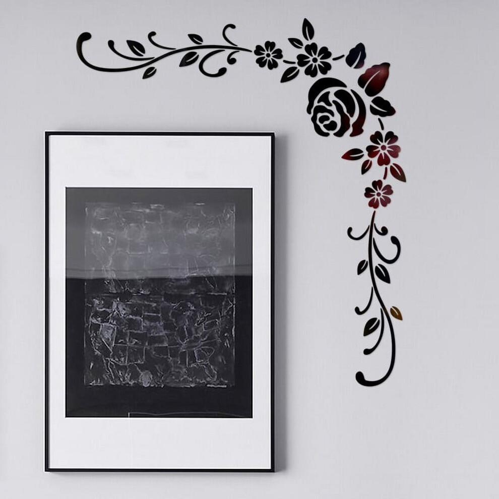 Xubond 3D Acrylic Flower Wall Stickers Black 975221721563
