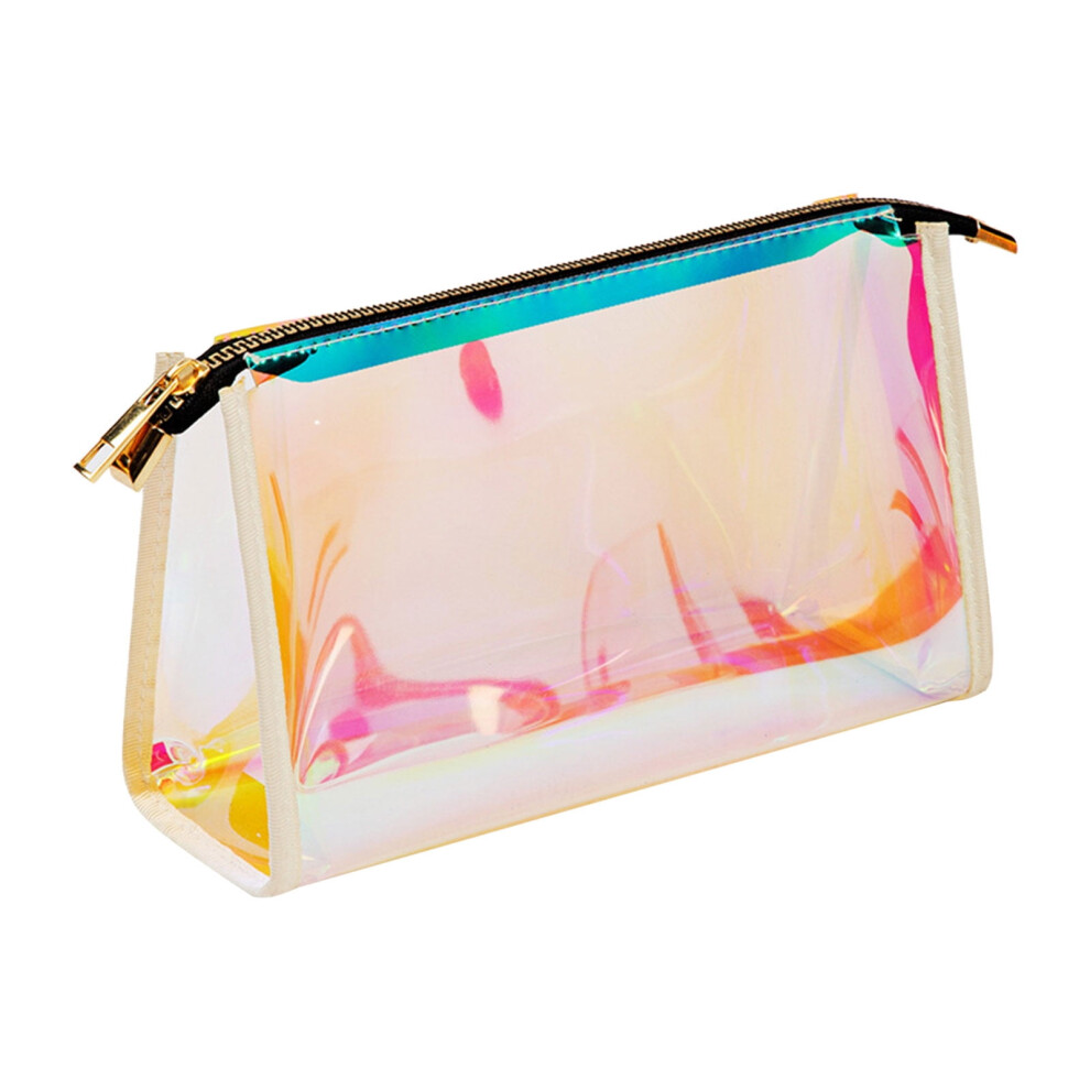 Women's PVC transparent cosmetic bag with handle and zipper