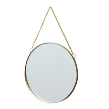 Vintage Round Handheld Wall Mirror Frameless Gold