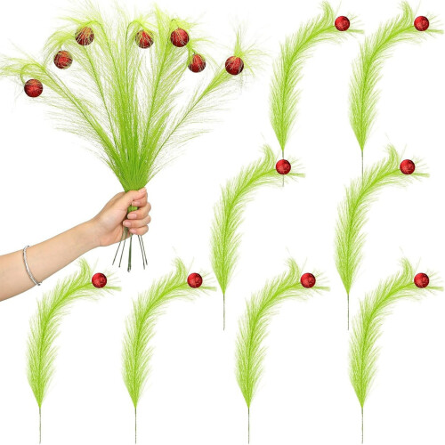 Christmas Tree Ornaments Lime Green Red 8 pcs 1