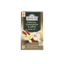 Ahmad Tea Fruit Black Tea | Vanilla, Cinnamon & Apple| 20 Teabag Sachets | 1 Pack