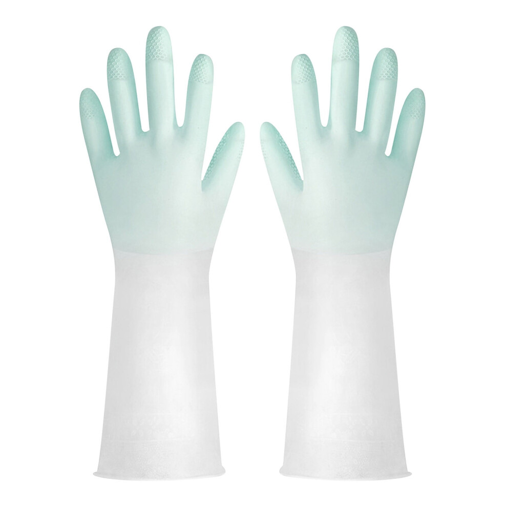 Rubber Dishwashing Gloves Non-Slip Flocked Liner 1 Pair
