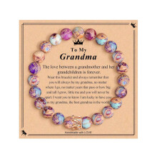 Women's Glass Bead Cross Charm Bracelet with Snake Chain