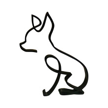 Ornement de bureau pour chien, sculpture minimaliste en métal, sculpture sur métal.