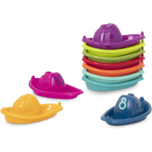 Battat - 10 Stackin' Bath Boats - Numbered & Stackable Bathtime - Floating Toys for The Bath, Pool, Beach - Educational Toys - 6+ Months
