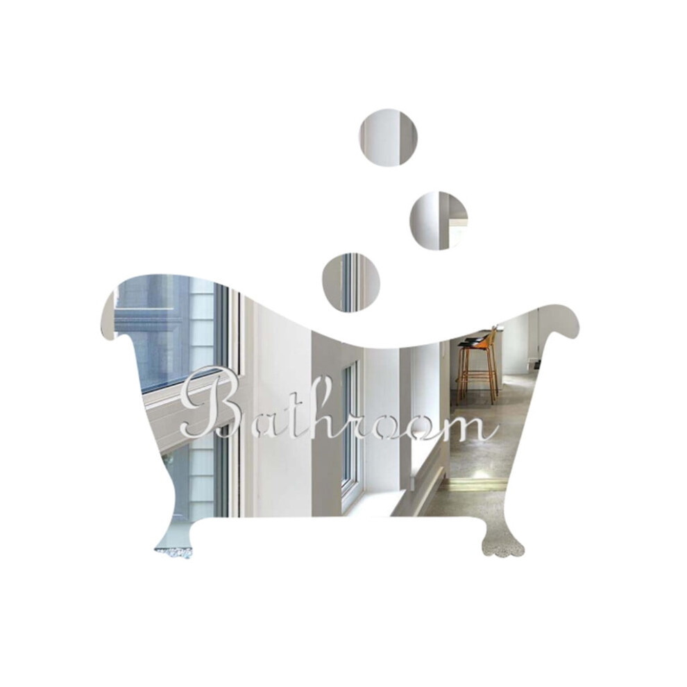 Xubond 3D Mirror Wall Sticker Silver 1 Piece 975221721341