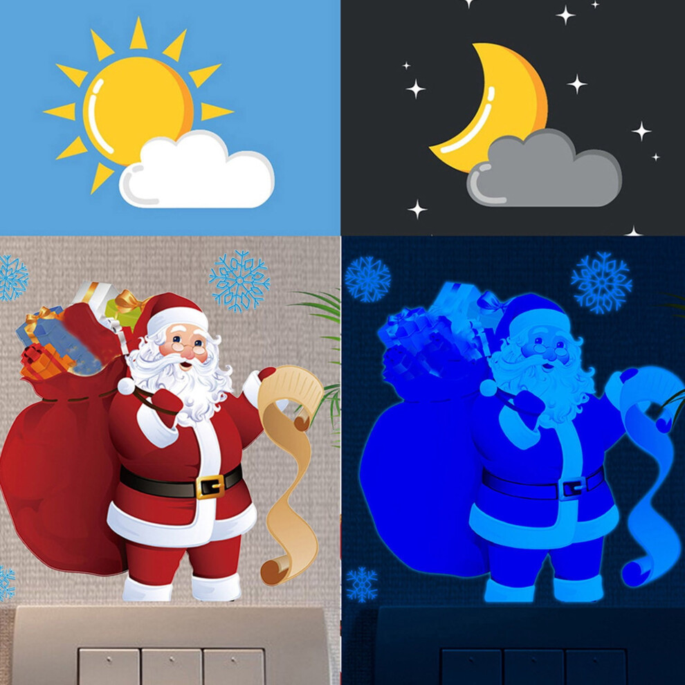 Xubond Luminous Santa Wall Stickers Christmas Decor Blue 975221721402