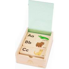 Battat - One - Match Puzzle-Alphabets Wooden Puzzle for Toddlers -Wooden Toys -Educational Toys-3+ Years-Self Correcting Puzzles with Storage Box ABC