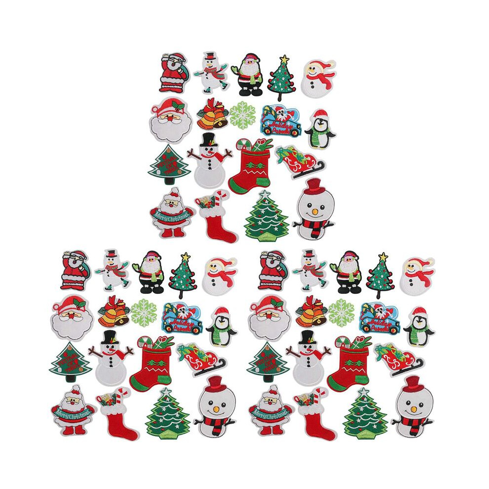 Christmas Patches Sew Iron Embroidered 54Pcs Xmas Tree Santa Cute Appliques For Diy Crafts Clothes Decorations 6033387193229