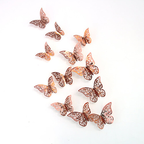 Butterfly Wall Stickers Gold 12 pcs