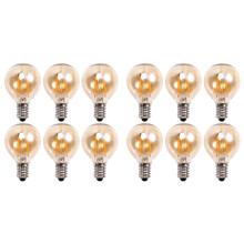 12Pcs 1.5W LED G40 Replacement Bulb 220V Retro Globe Gold Dimmable Bulb for Indoor/Outdoor String Lights E14 Base