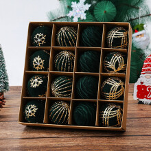 Quinlira16PCS Boules de Noël en velours, décorations de sapin de Noël en plastique incassable, lot de décorations floquées pour couronnes de