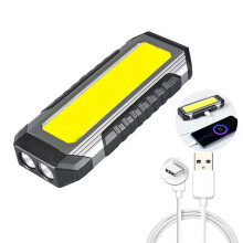 Lanterna de trabalho COB recarregável via USB para camping com ímã.