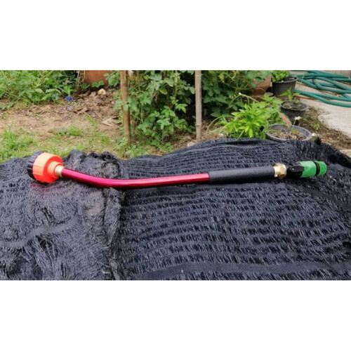 Greenhouse watering device with 4 taps and long pole 1