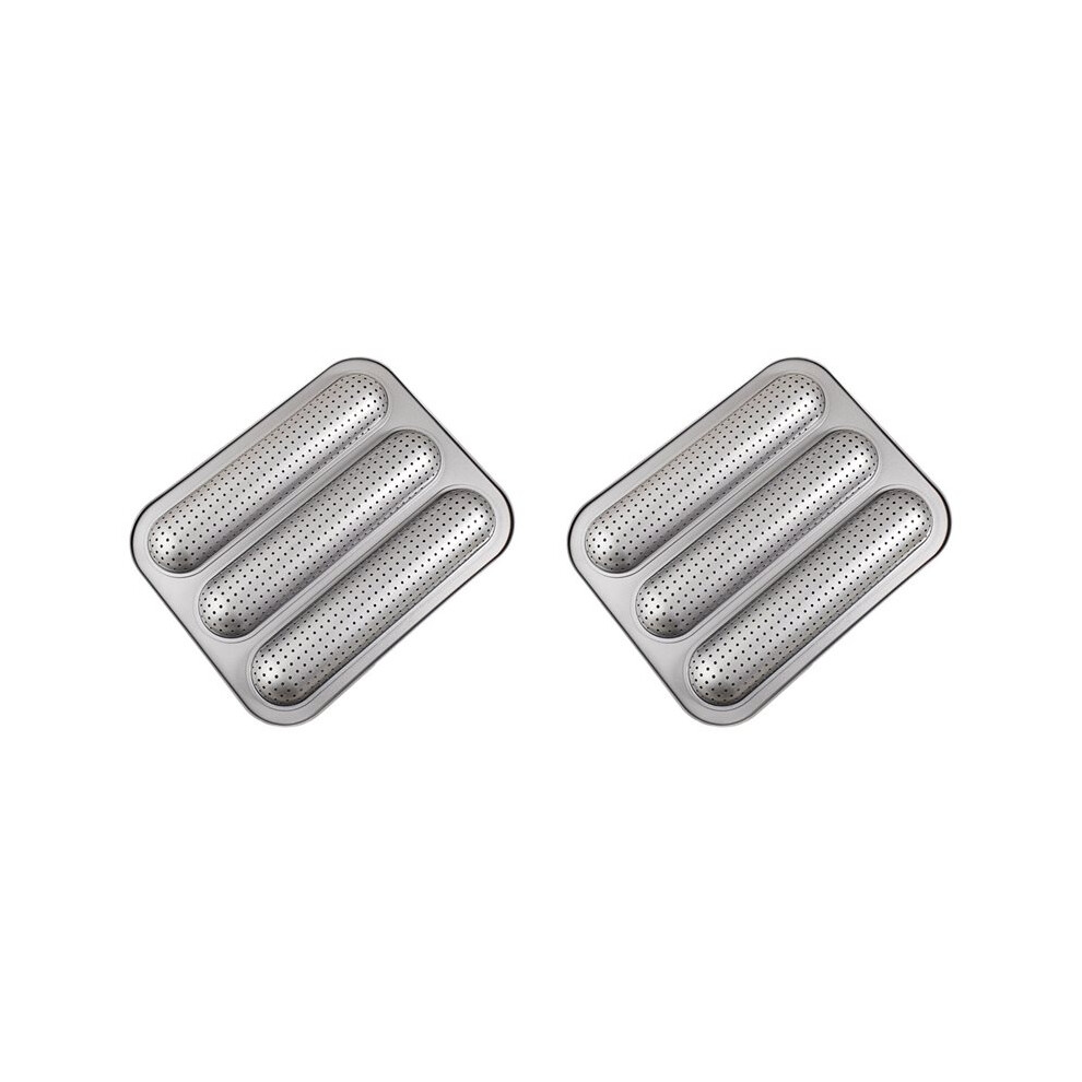 2X Baguett Pan French Bread Mold 3 Cavity Baking Tray Nonstick Long Loaf Toast Cake Mould Bakeware Baking Pans For Oven 6031897819561