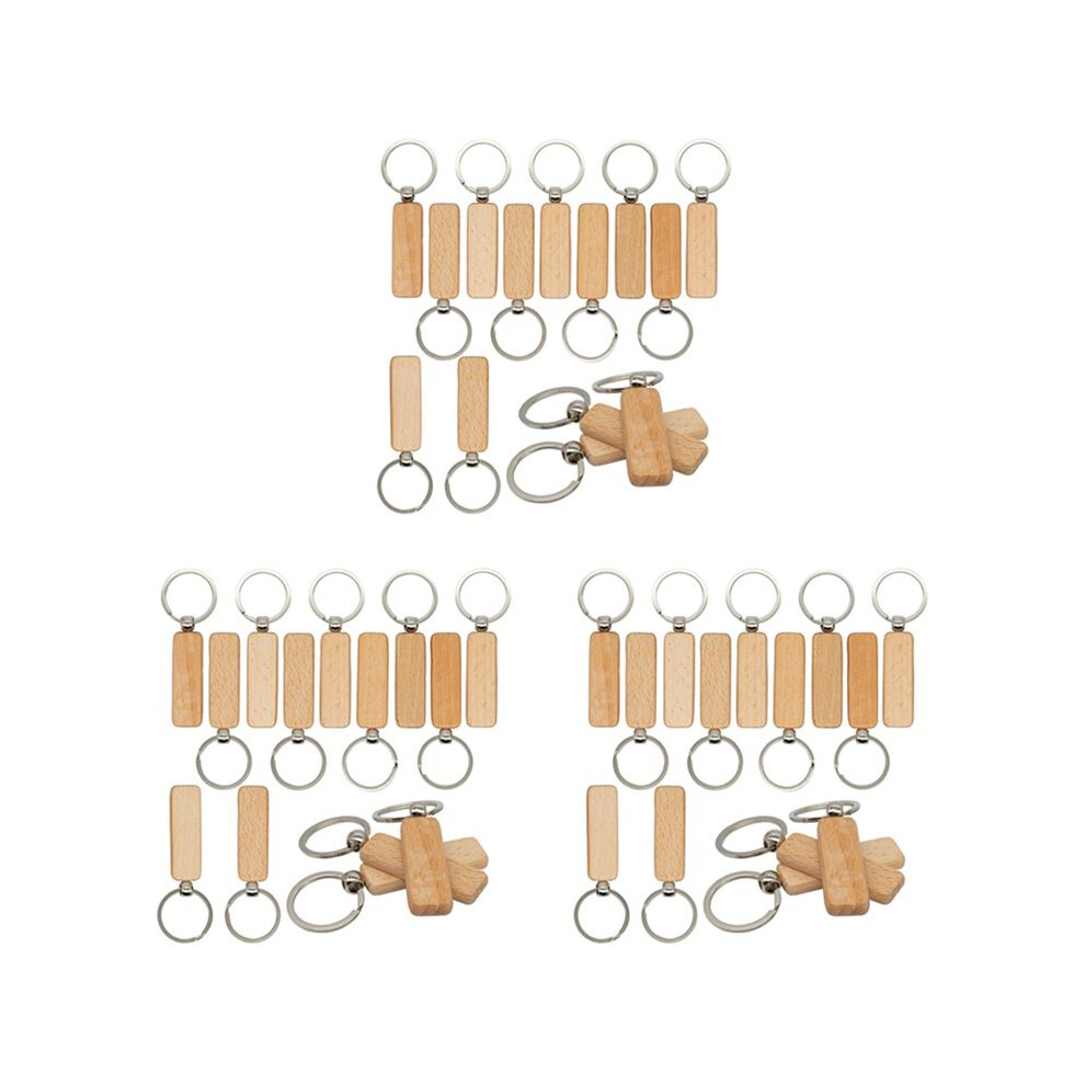 Wood Engraving Blanks Rectangle Blank Wooden Key Chain Wood Blanks For Keychains 60 Pack (Width:0.7 Inch) 6031337428476