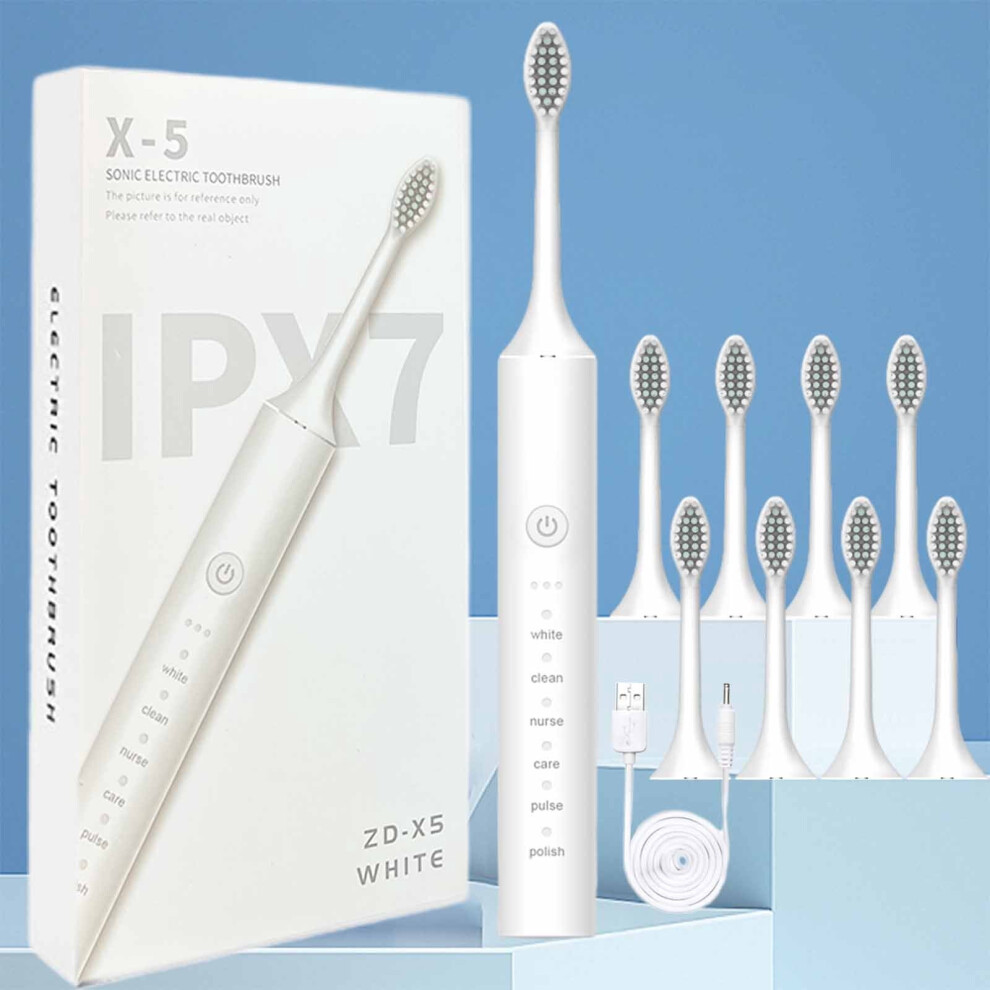 FloHua electric toothbrush with 8 brush heads and 6 speed