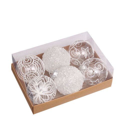 Bolas de Natal com Glitter (8 cm) - 6 peças