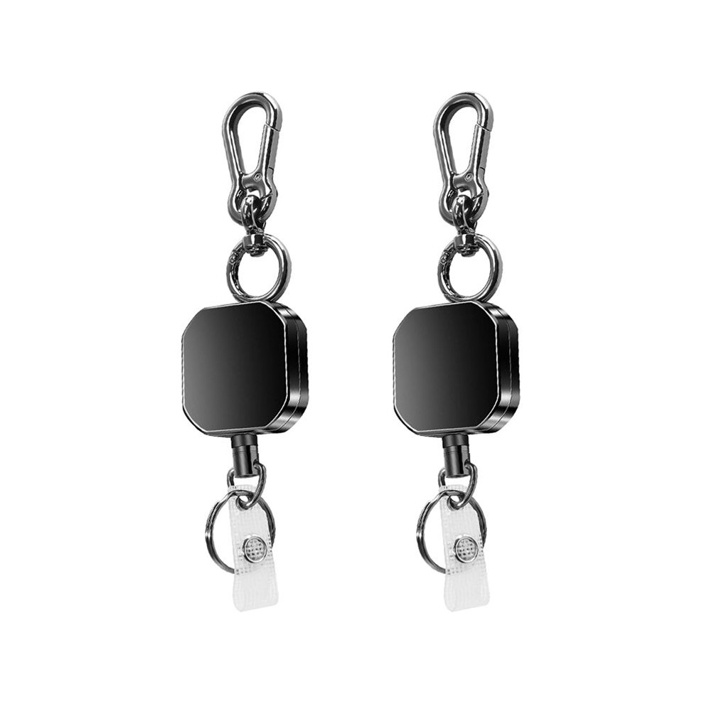 2X Retractable Keychain, Metal Id Badge Holder Key Reel, Carabiner Keychain With Belt Clip, 27.5Inch Steel Cord 6032112106978