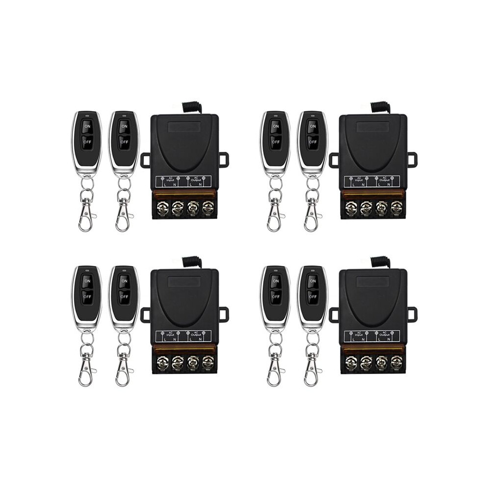 4X Ac 220V 30A 1Ch 433Mhz Remote Control Rf Relay Receiver + /Off Transmitter For Electric Appliance Lamp 6032434153155