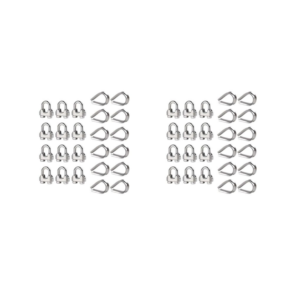 Hanger 1/4 Inch M6 Wire Rope Cable Clamp Thimble Cable Clamp Kit For 1/4 Inch Wire Rope Cable Thimble Rigging,24 Set 6032366162690