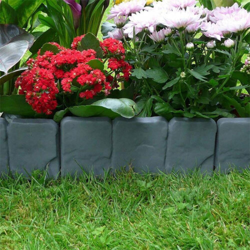 Garden border edging stones, interlocking lawn stakes, 1