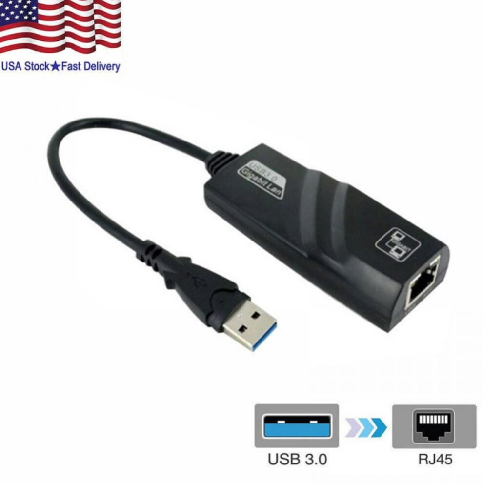 Usb 3.0 To Rj45 Gigabit Ethernet Adapter 10/100/1000 Mbps Black 972700493379