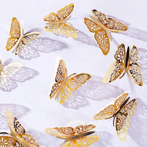 Butterfly Wall Stickers Gold 12 pcs 2