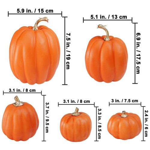 Artificial Black Pumpkins Set Foam 7 Pcs 2