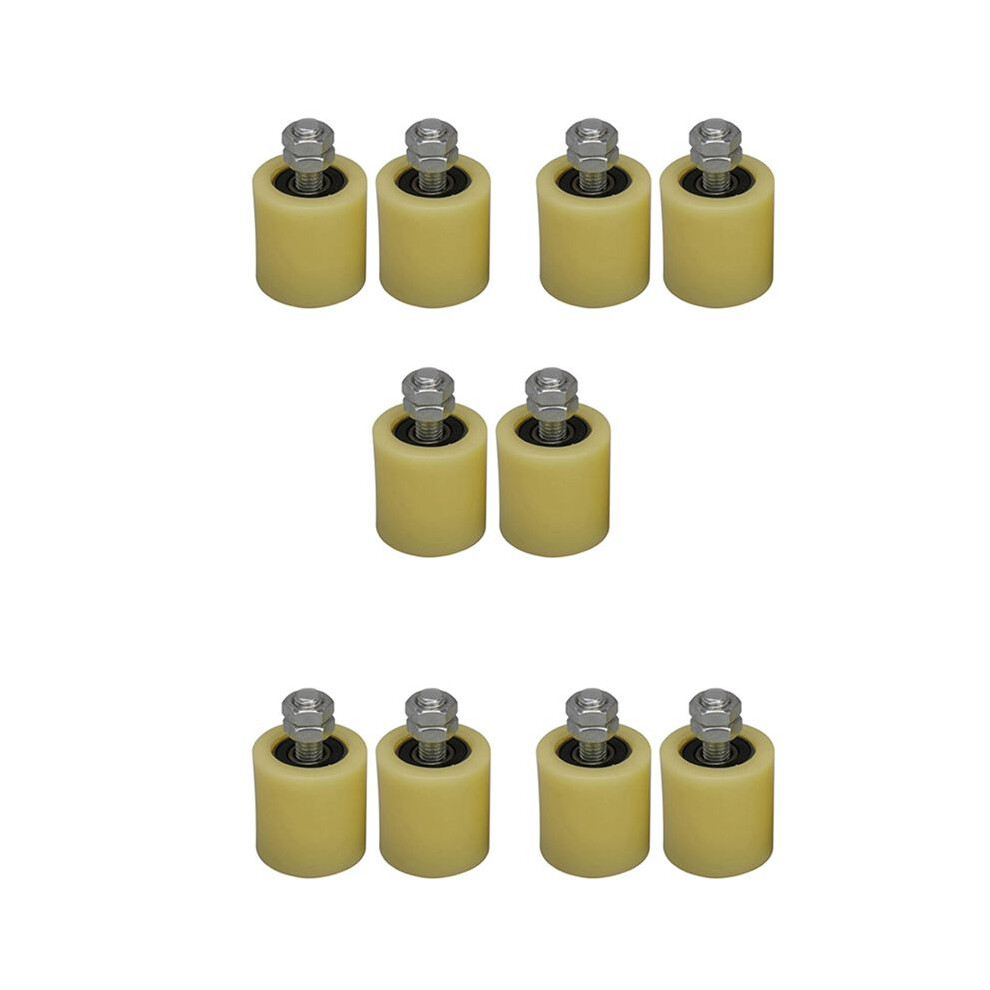 10Pcs 48X50mm Yellow Silver Nylon Steel Flat Roller Bearing Guiding Wheel 6201 M12 Screw For Electric Door Sliding Gate 6031240088507