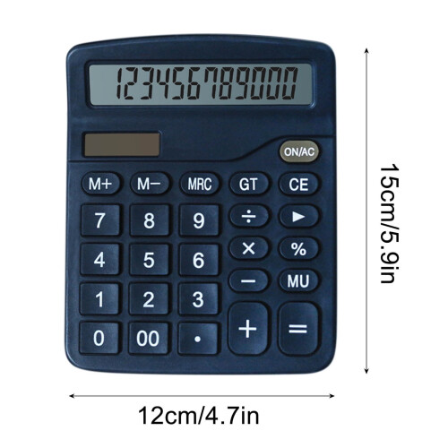 Basic 12-digit desktop calculator with large LCD and dual 2