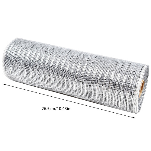 Party Decoration Mesh Ribbon Roll Silver One Size 1