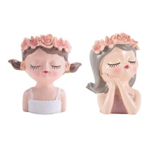 2Pcs Small Fairy Succulent Plant Pot Kit with Drainage Hole 4 Inch Indoor Cactus Pot Unique Cute Flower Vases Decor B