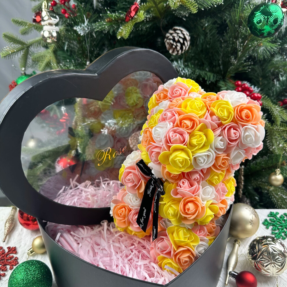 Photos - Other Toys 25cm Artificial Teddy Rose Flower Bear with Box Romantic Valentines Day Gift Girlfriend Women Anniversary We(M23, With Box)