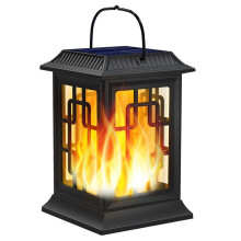 Upgraded Solar Flickering Flames Hanging Light Solar Powered Lantern Waterproof Garden Ornaments for Yard Pathway Patio