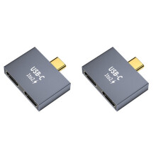 2X C-Stecker auf Doppelte TYPE-C-Buchse, Splitter-Konverter-Adapter, Verlängerungsanschluss für USB-C-Ladegerät, Powerbank, Laptop