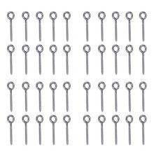Paquete de 40 Tornillos con Forma de Ojo de Acero Inoxidable Gancho de Metal Anillo Terminal de Madera Ganchos de Ojales Tornillos Autorroscantes M6