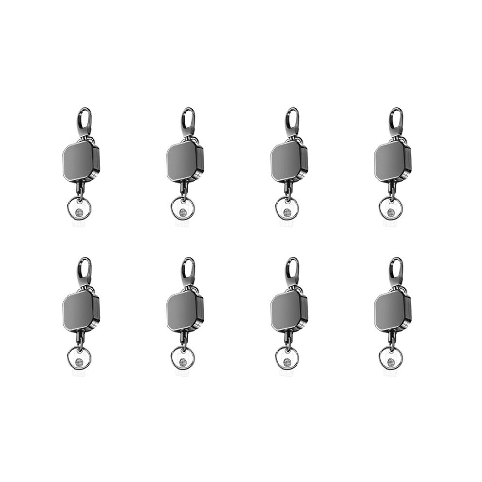 8X Heavy Duty Metal Retractable Carabiner Keychain Belt Badge Reels Clip 28.3Inch Reinforced Steel Wire Cord 6034026950111
