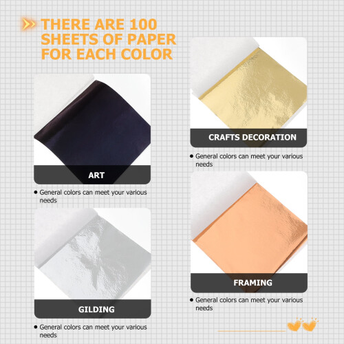 Gold Foil Imitation Leaf Paper Nail Art 400 Sheets 1