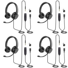 4X Fones de Ouvido USB com Cancelamento de Ruído de Microfone Fones de Ouvido Estéreo para Call Center Office, Chamada de Conferência, Skype Chat