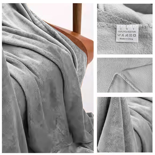 Fleece Throw Blanket Gray 50x60 inch 300GSM 2