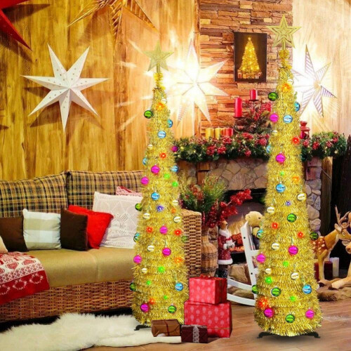Gold Artificial Christmas Tree 5FT with 50 LED Lights 2