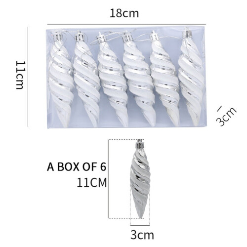 Christmas Spiral Ball Ornaments Silver 6 pcs 1