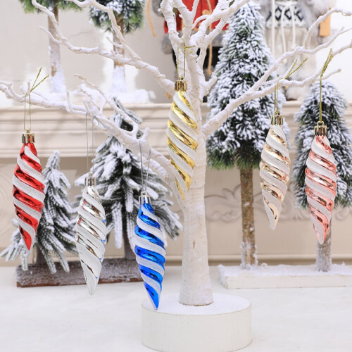 Christmas Spiral Ball Ornaments Silver 6 pcs 2